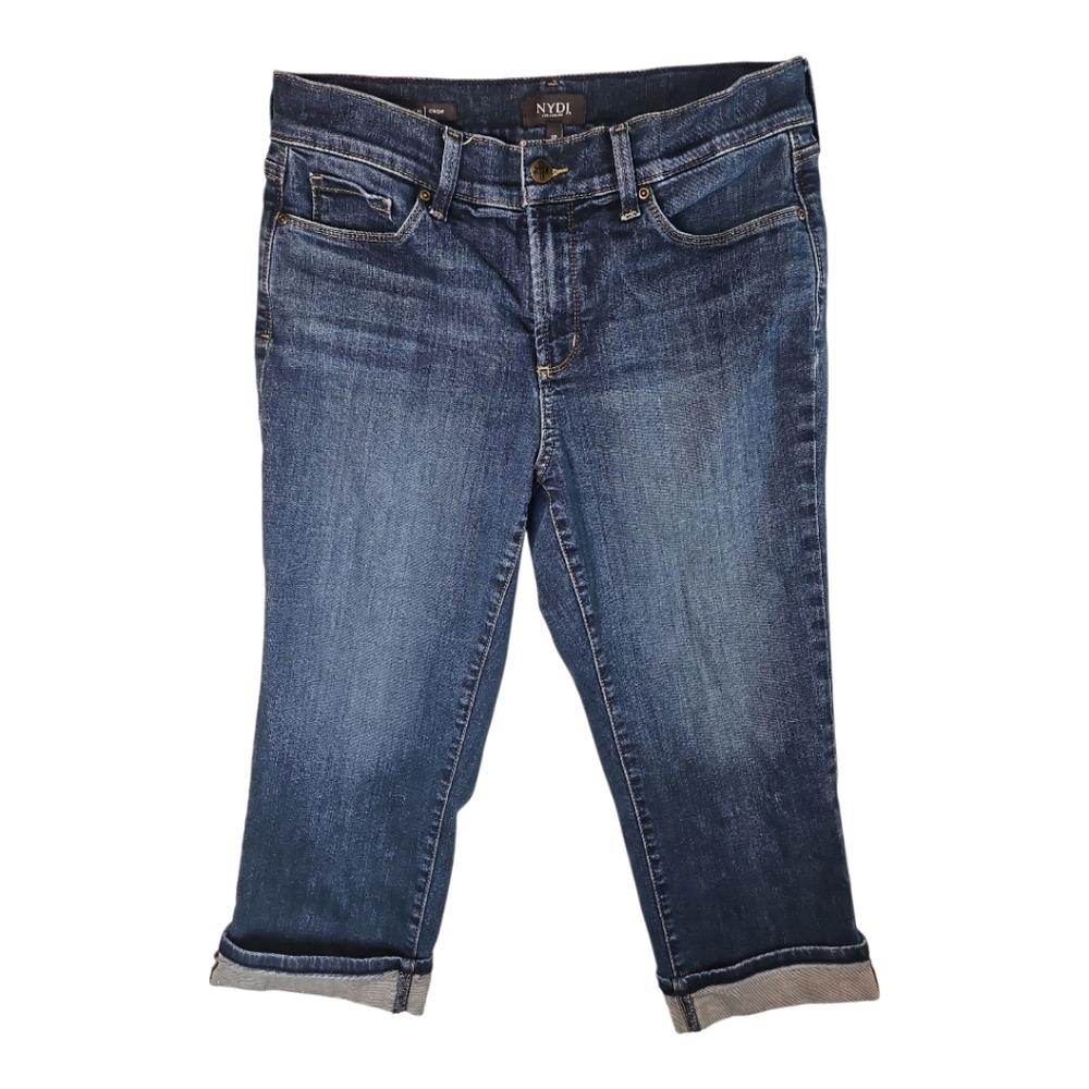 NYDJ Marilyn Crop Straight Cuffed Jeans Lift X Tuck Size 10